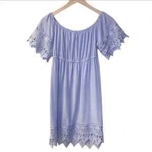 Haute Monde coquette girl light blue embroidered lace dress soft girl boho